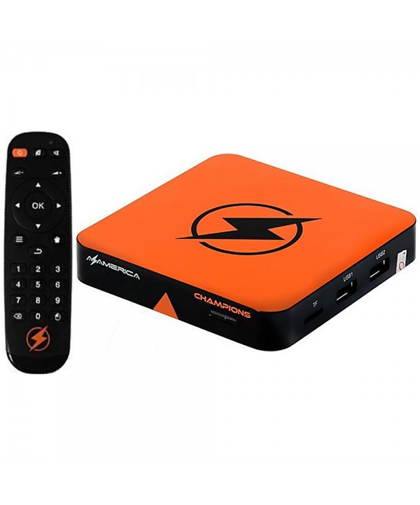 Tv Box Azamerica Champions 4K 8GB FHD Wi-Fi/Android 7.1/Bivolt - Negro/Naranja